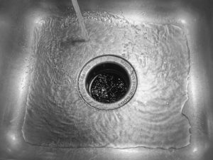water draining in a sink